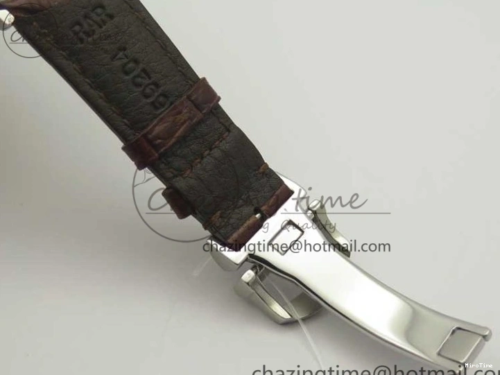 MIROTIME 0517 Portofino Automatic SS TWF 1:1 Best Edition Silver Dial Gold Markers on Brown Leather Strap A Bright 7203